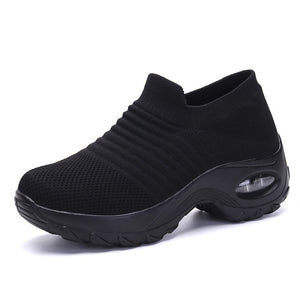 Height Increasing Women Shoes Sport Fashion Sneakers Sock Platform Gym Shoes Breathable Black Tennis Shoes Slip-On Ladies Shoes