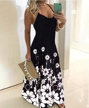 Load image into Gallery viewer, Lossky Vintage Floral Print Dress Sexy Spaghetti Strap V Neck Long Dresses Women Summer Beach Dresses Party Tunic Plus Size 5XL